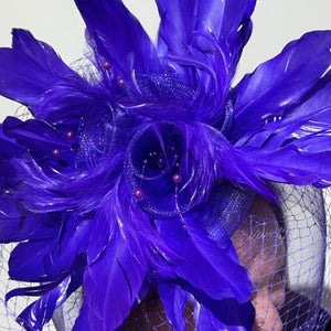 Purple Feather Flower Fascinator