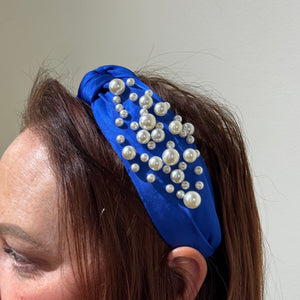 Silky Knotted Headband w/ Pearl Details