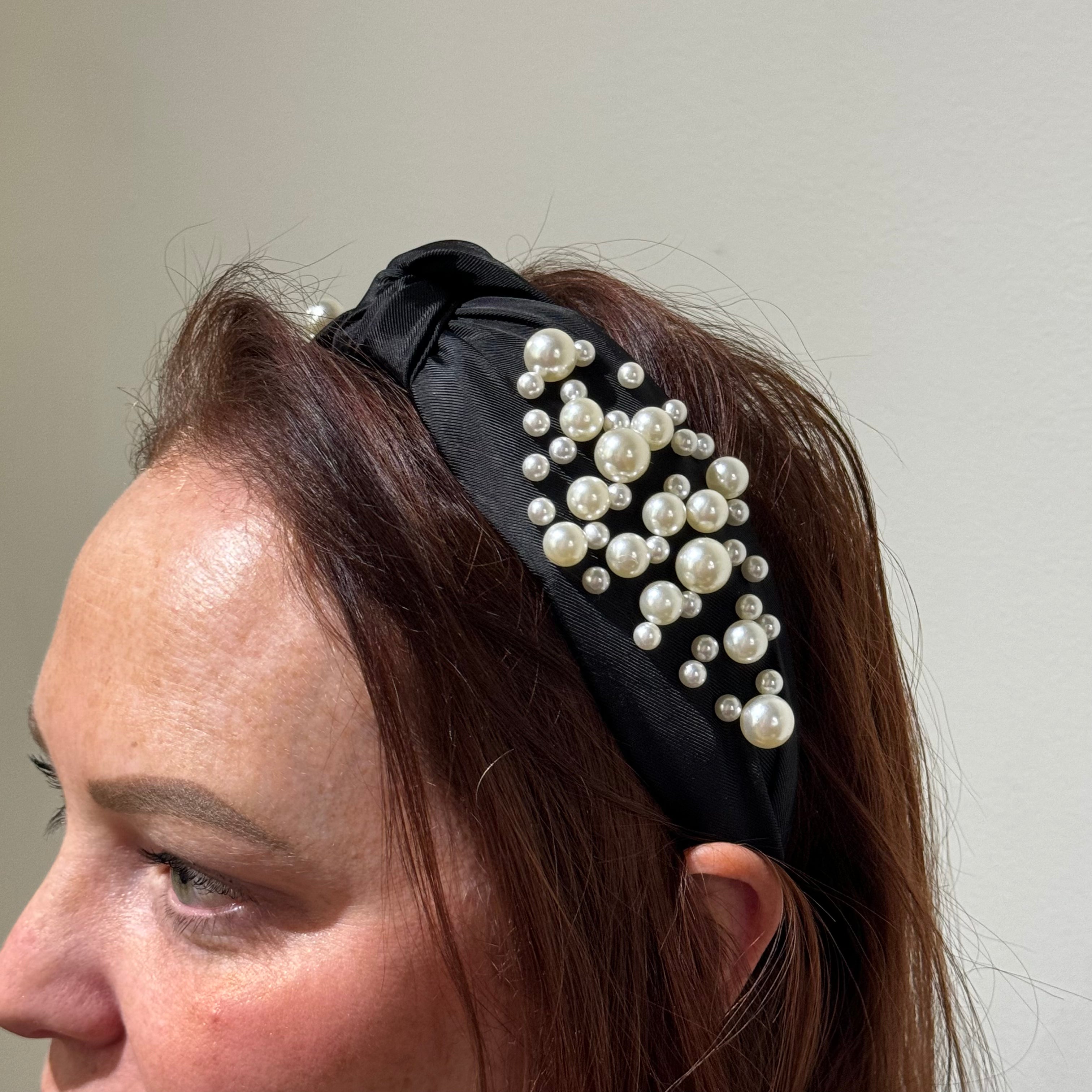 Silky Knotted Headband w/ Pearl Details