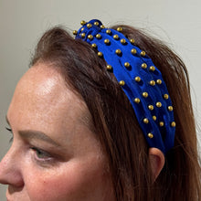 Load image into Gallery viewer, Silky Knotted Headband with Gold Beads