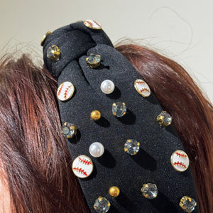 Baseball Themed Knotted Headband