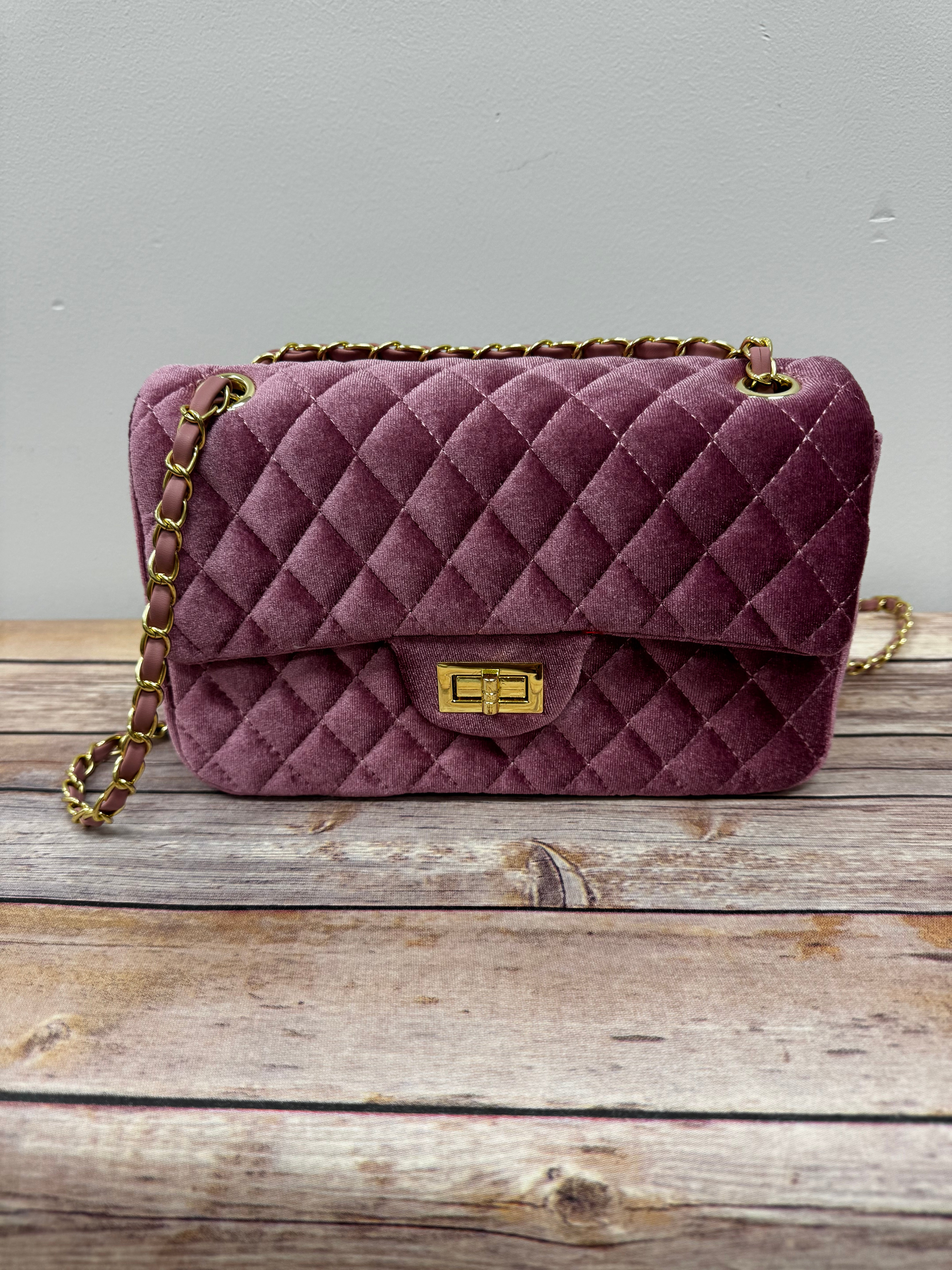 Velvet Quilted Handbag