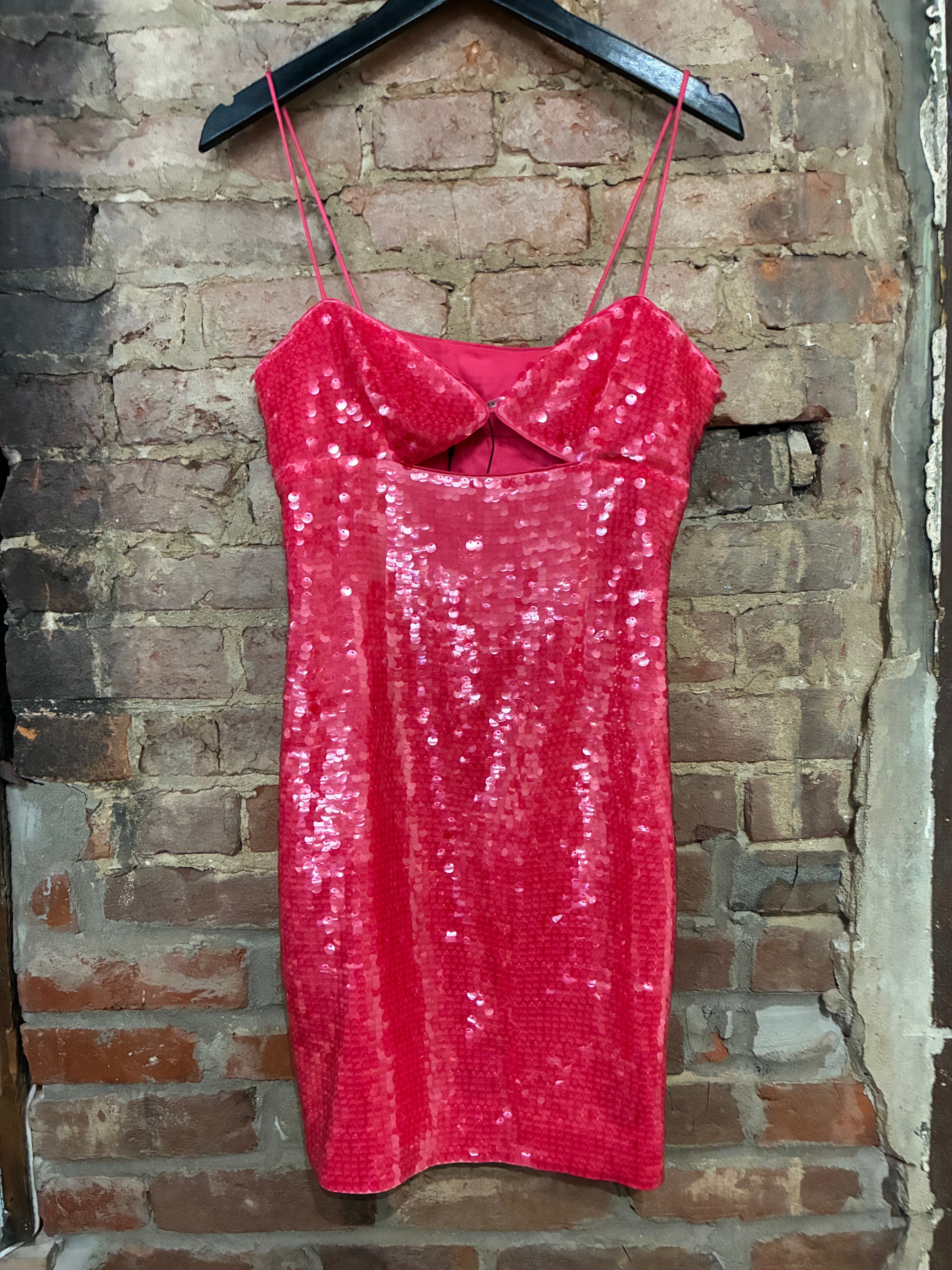 hot pink dress with sequins Susana Monaco Pink Sequin Mini Dress – Six Sisters Boutique-NULU