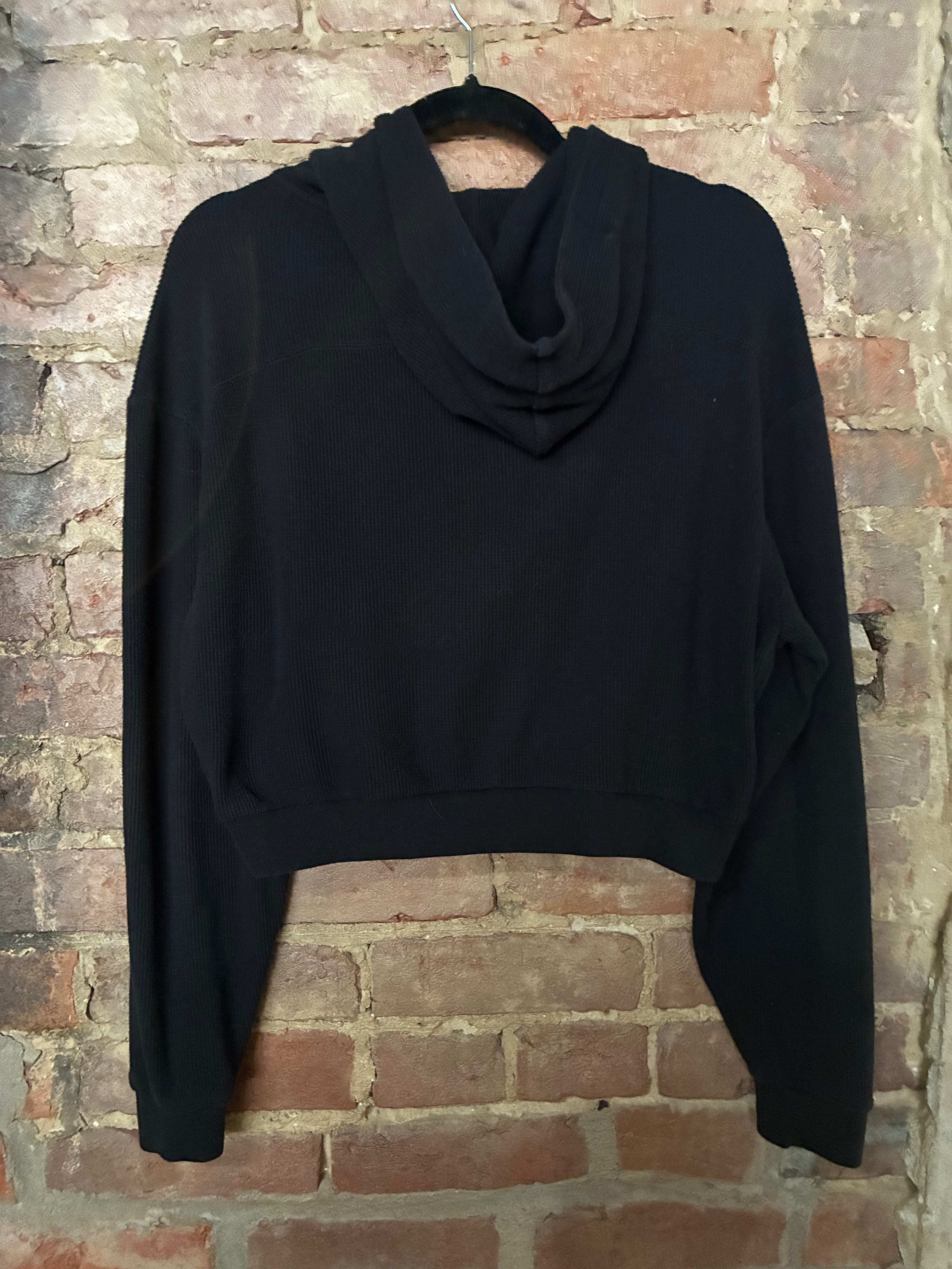 Skims Cropped Waffle Hoodie Onxy M