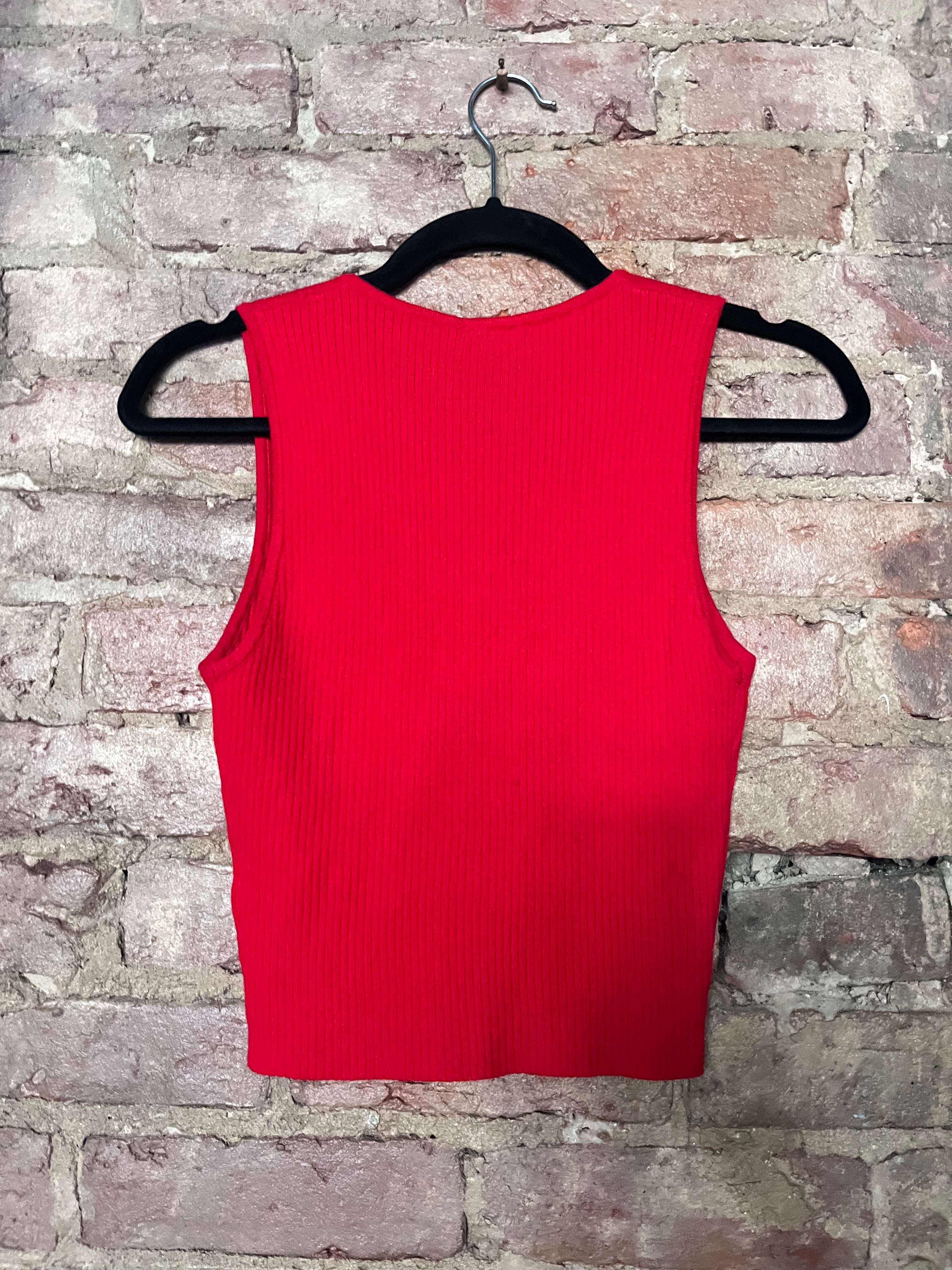 Le Lis Red Bow Cut Out Tank XS