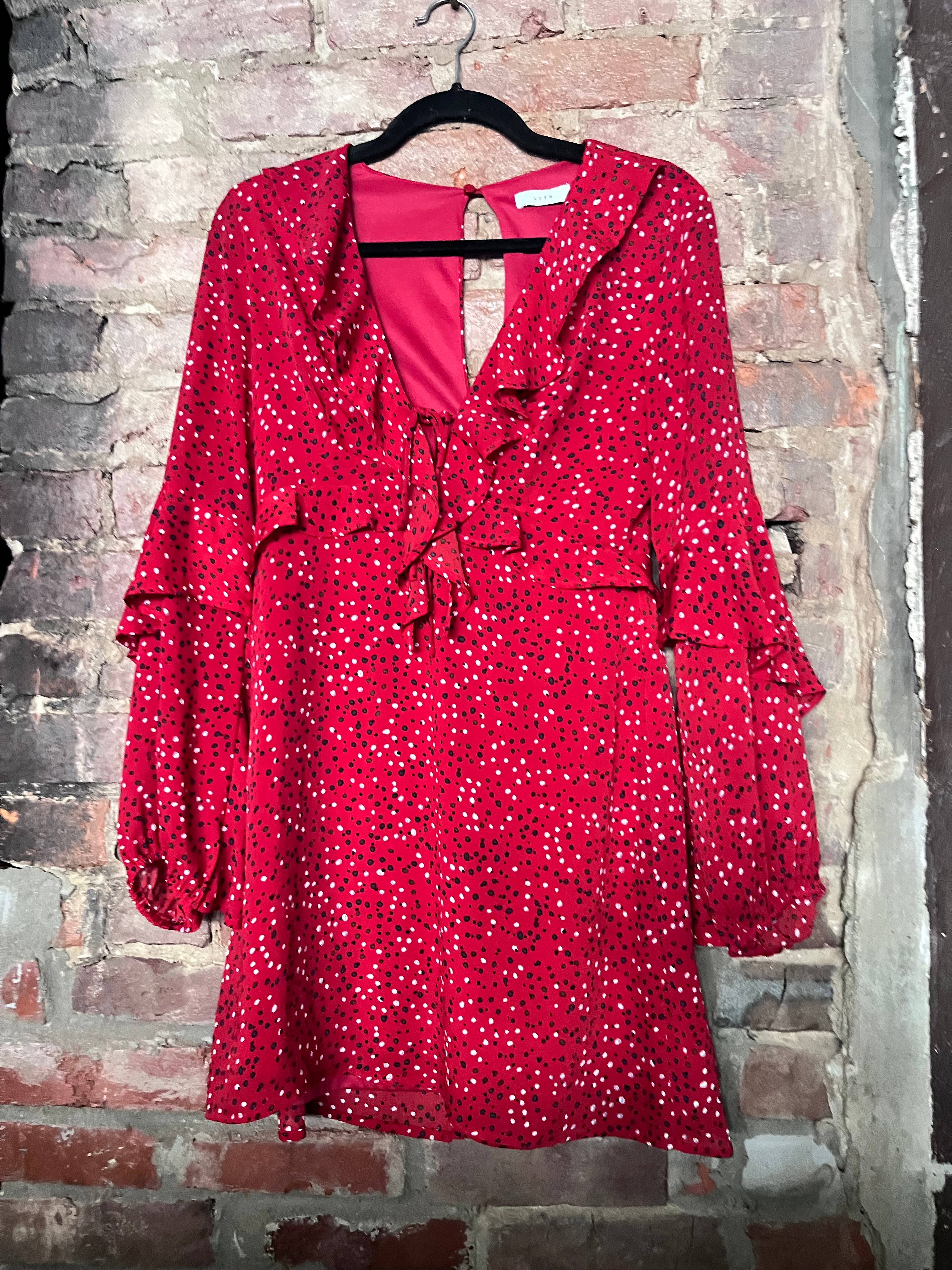 Lush Red Spotted Ruffle Mini S
