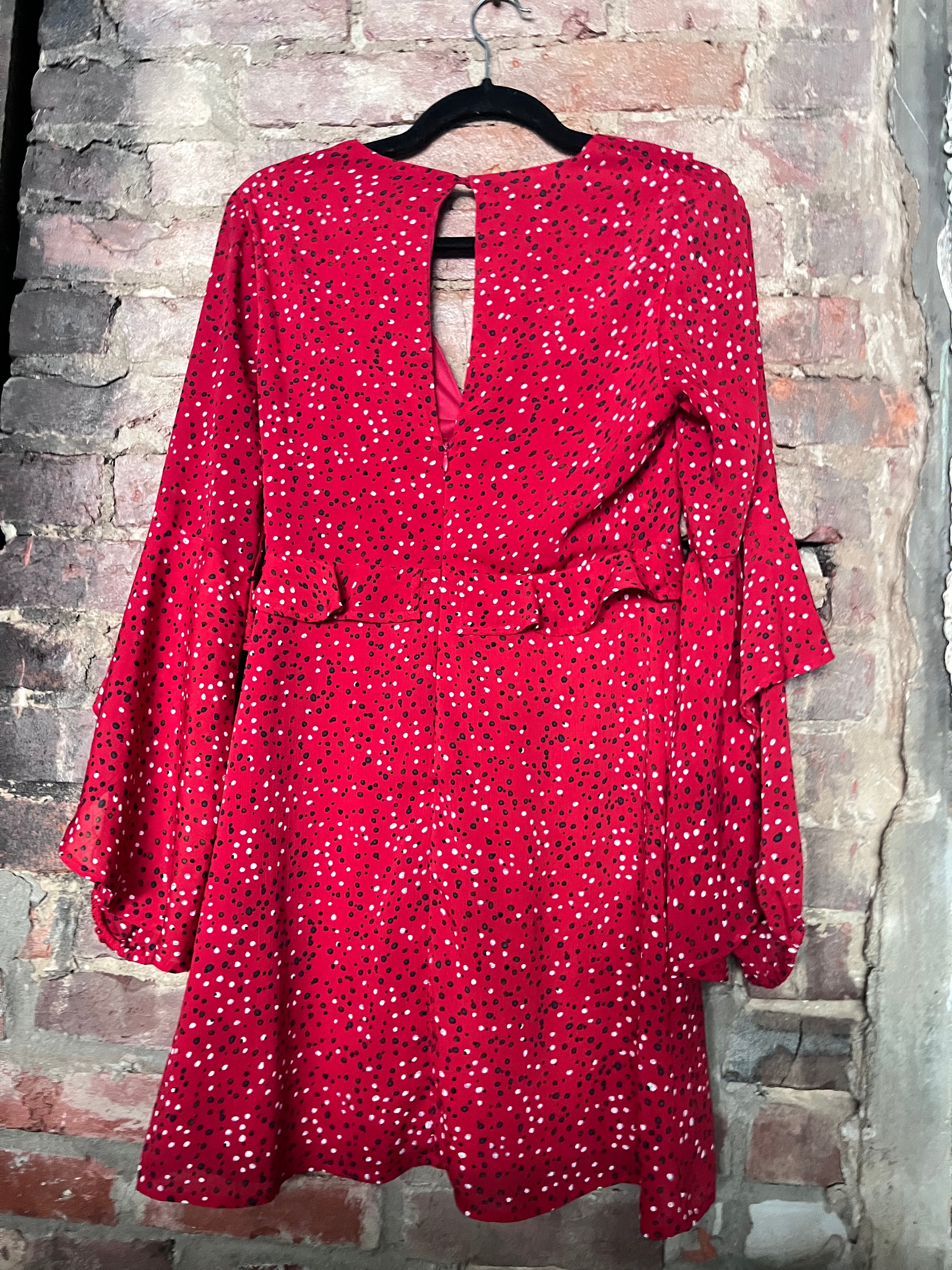 Lush Red Spotted Ruffle Mini S