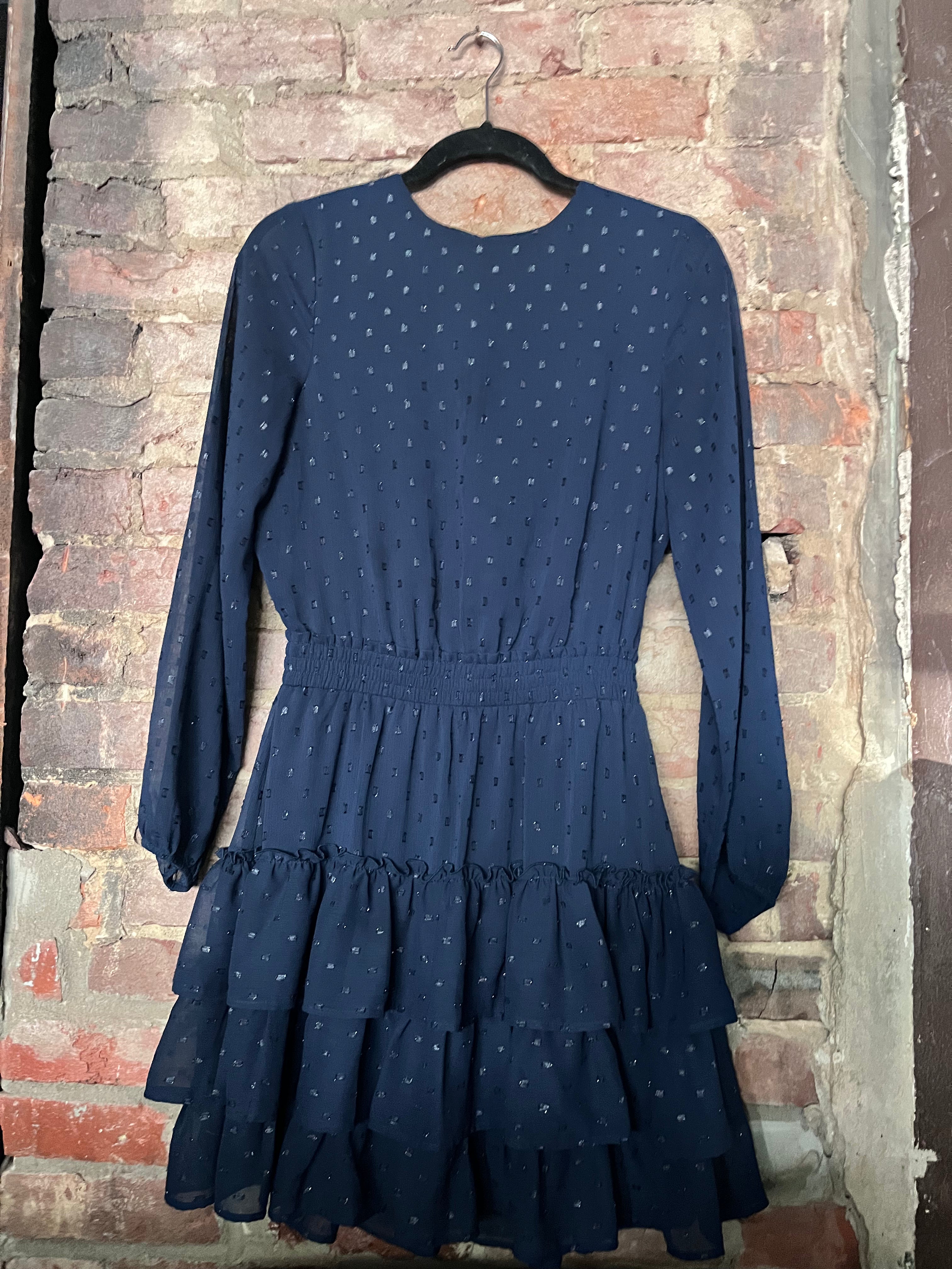 Express Navy Tiered Mini Dress S