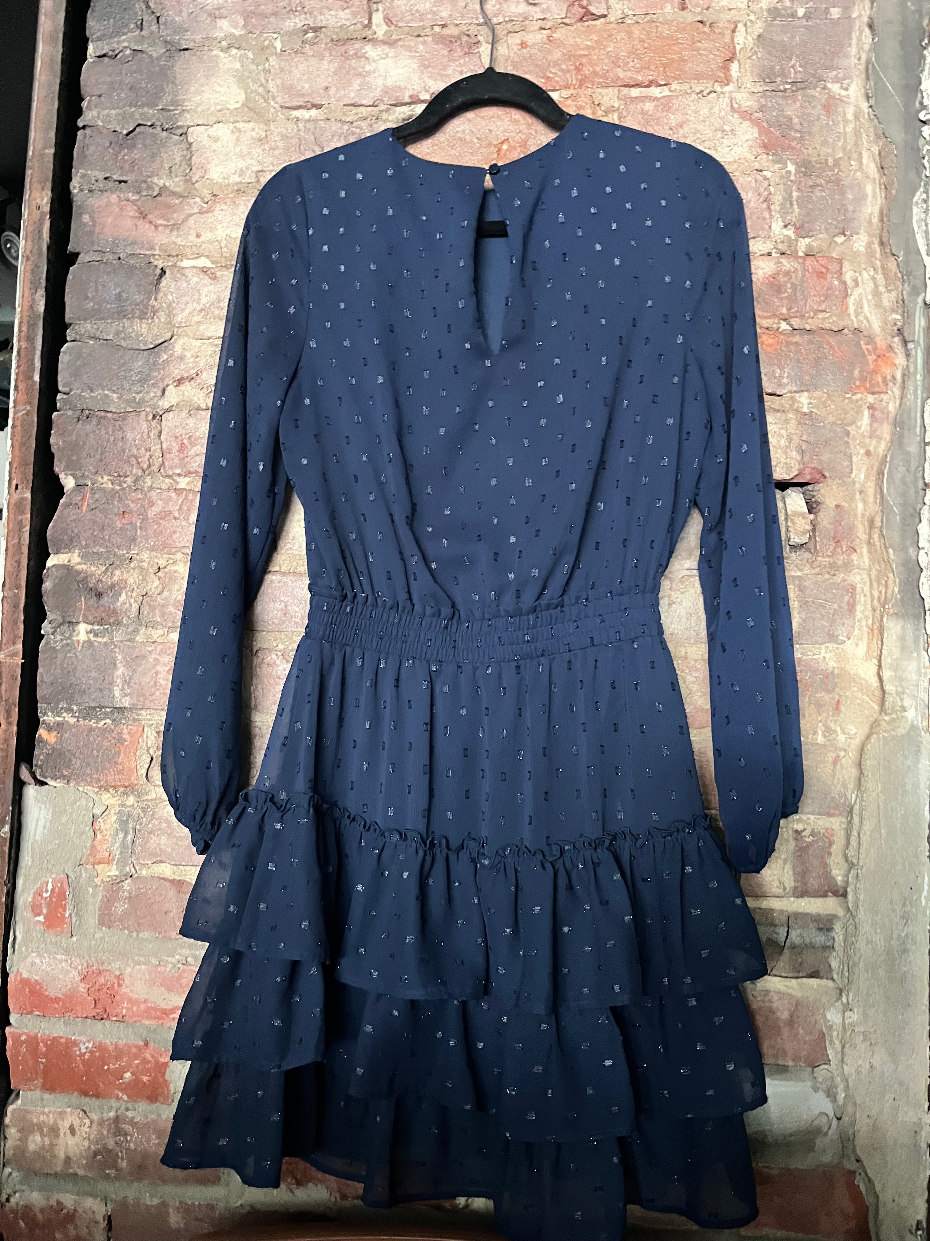 Express Navy Tiered Mini Dress S