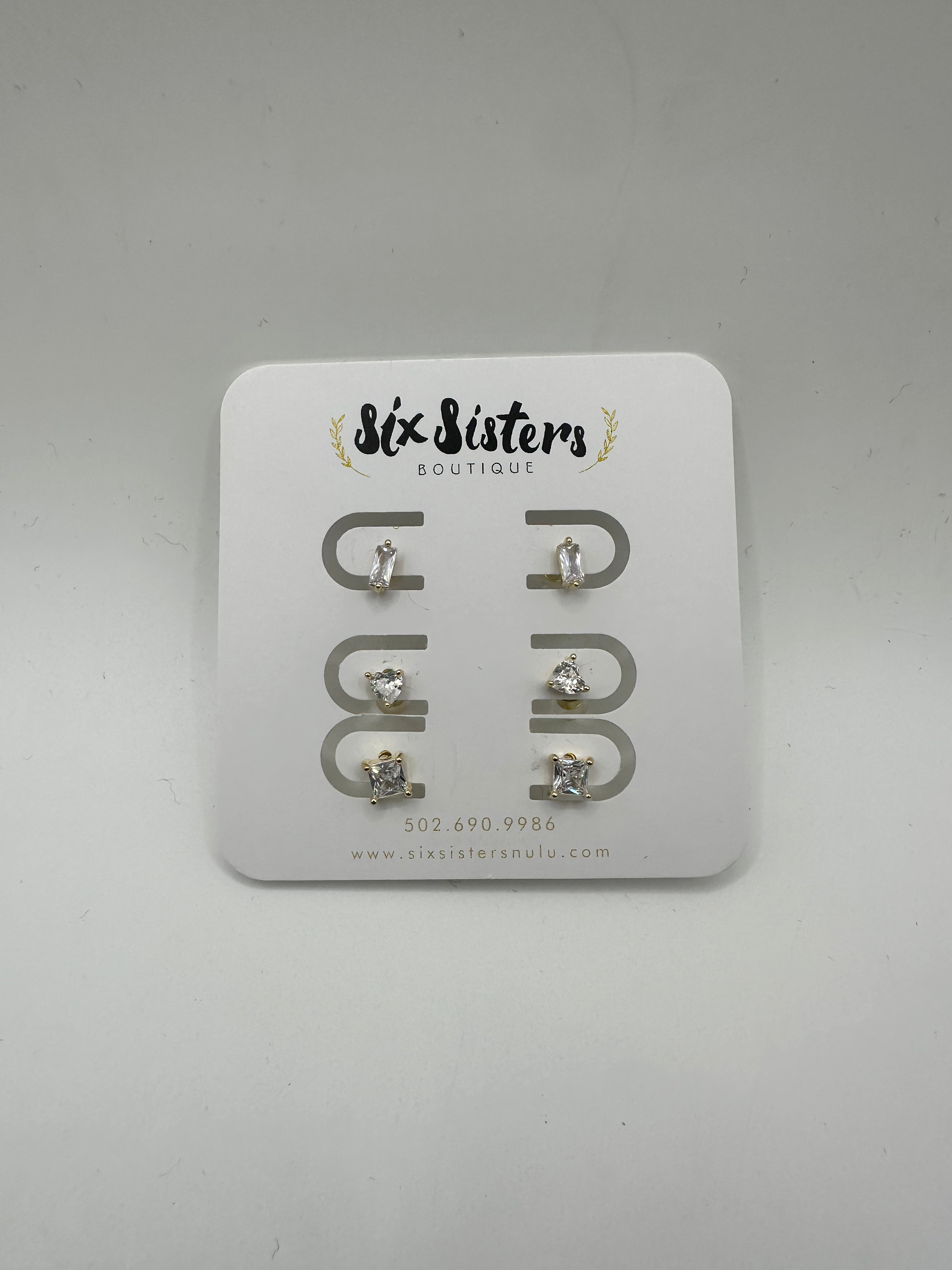 Triple Gold Bar Stud Earring Set