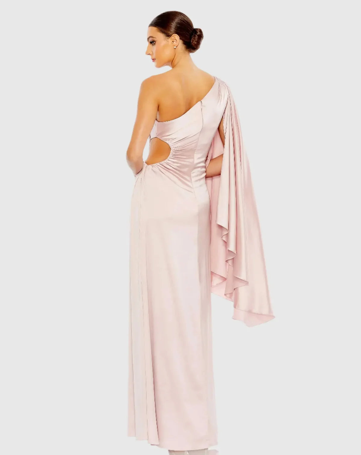 Mac Duggal One Shoulder Bell Sleeve Draped Gown