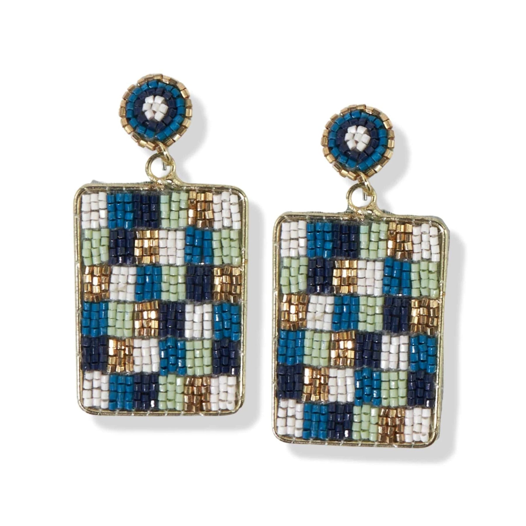 Sally Checkered Earrings Blue