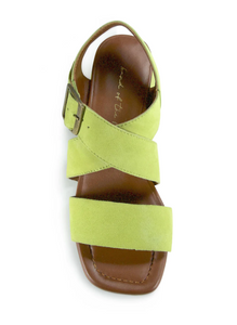 Lime Suede Block Heel Sandal