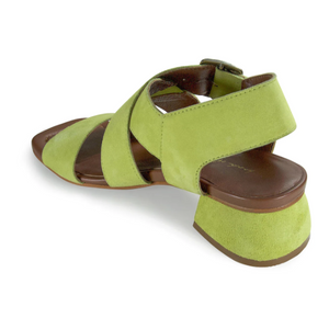 Lime Suede Block Heel Sandal