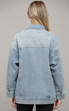 Load image into Gallery viewer, Rhinestone Embellished Washed Denim Jacket