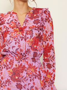 Floral Print Long Sleeve Maxi Dress