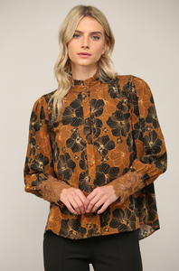 Lace Cuff High Neck Blouse by Fate
