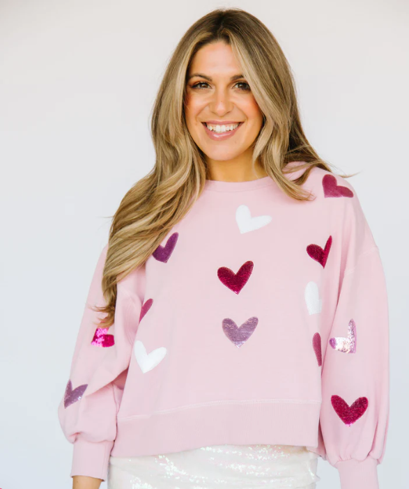 Millie Sweatshirt | Pink Sequin Hearts