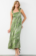 Load image into Gallery viewer, Smocked Print Tiered Tie Straps Maxi Dress