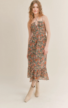 Load image into Gallery viewer, Vintage Academic Midi Dress: Green Multi