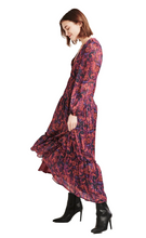 Load image into Gallery viewer, AMELLIA DEEP V DRESS PLUM PAISLEY