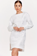 Load image into Gallery viewer, CAROL FOIL DRESS WHITE OPAL VELVET