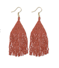 Load image into Gallery viewer, Lexie Solid Beaded Fringe Earrings Rust