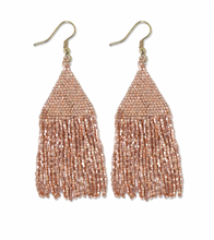 Load image into Gallery viewer, Lexie Solid Beaded Fringe Earrings Rose Gold