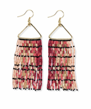 Load image into Gallery viewer, Patricia Mixed Luxe Bead Gradient Fringe Earrings Maroon