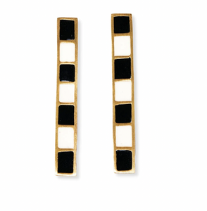 Adele Colorblock Enamel Bar Earrings Black/White