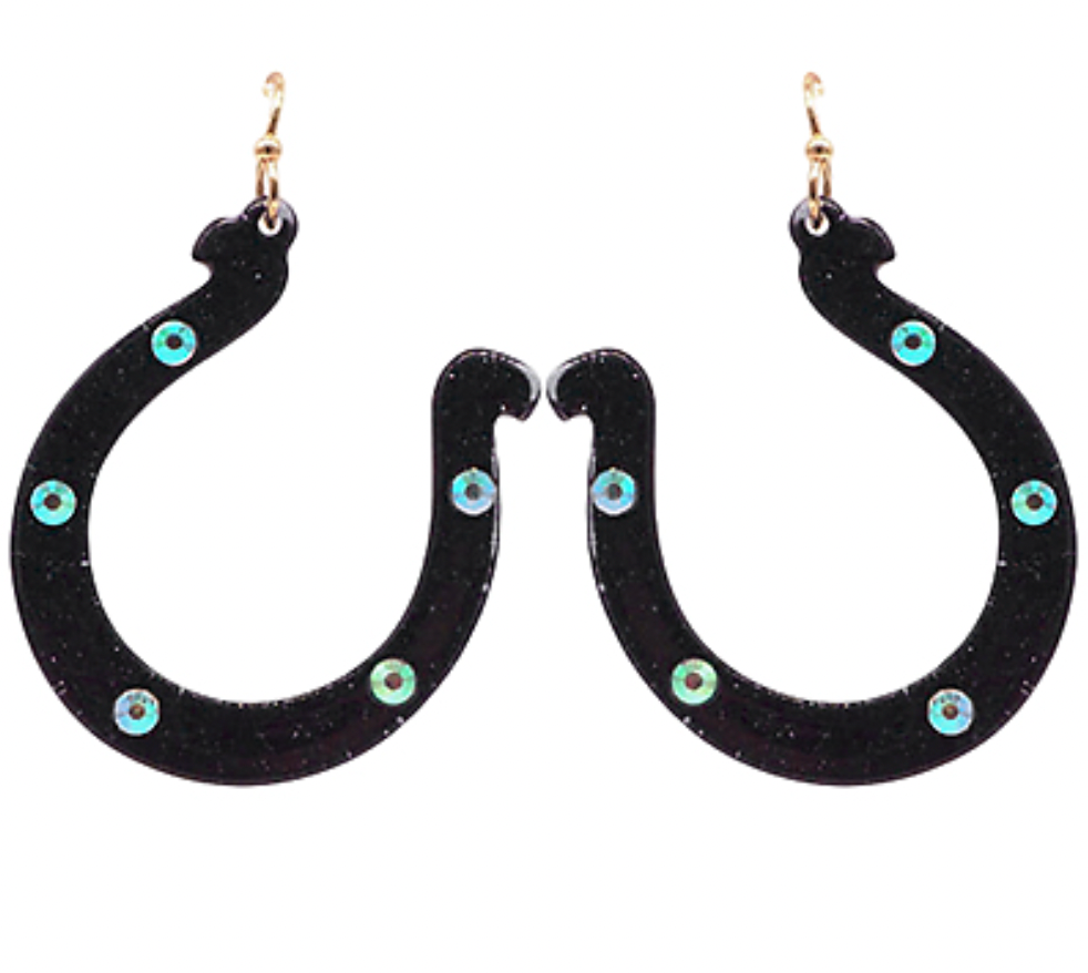 Glitter Horseshoe Earrings