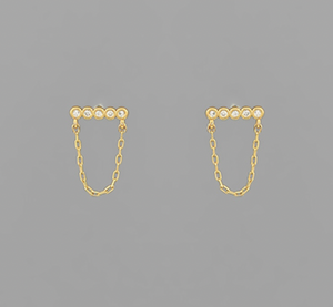 Pave Bar Link Chain Earrings
