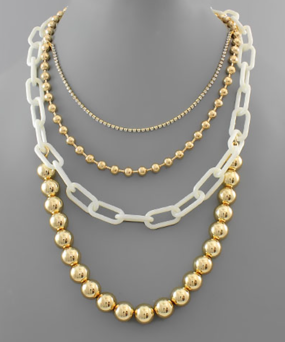 Ball Bead & Chain Layer Necklace