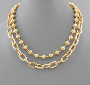 Chain & Ball Bead Layer Necklace