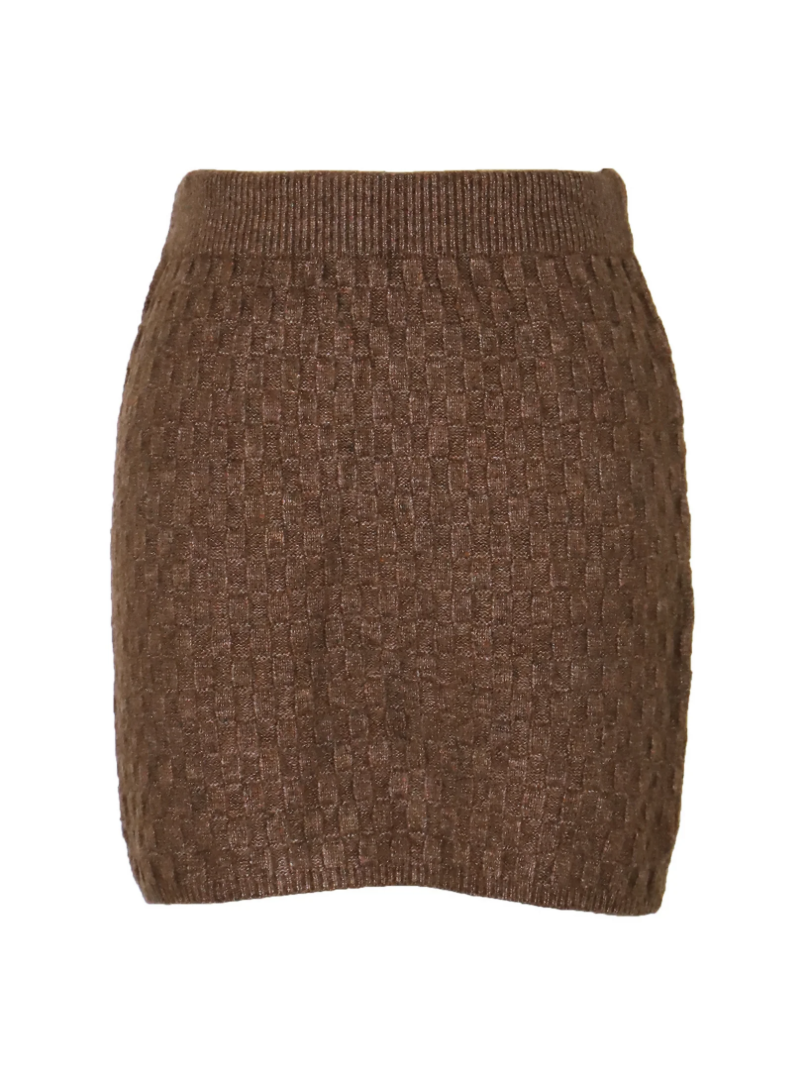 Brown Weave Knit Skirt