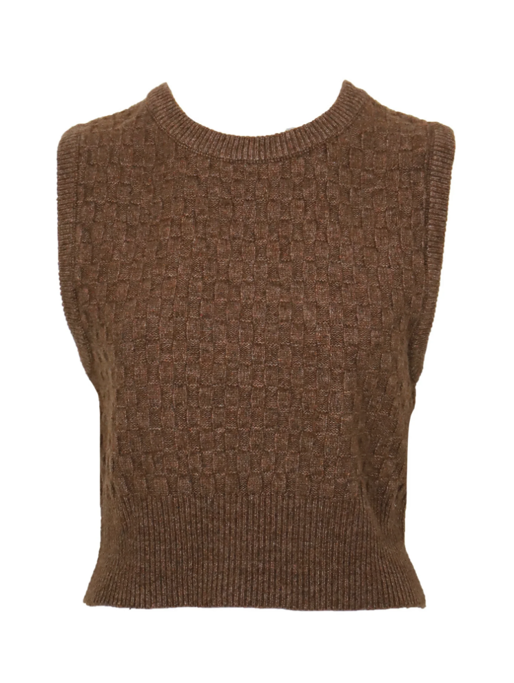 Brown Weave Knit Top