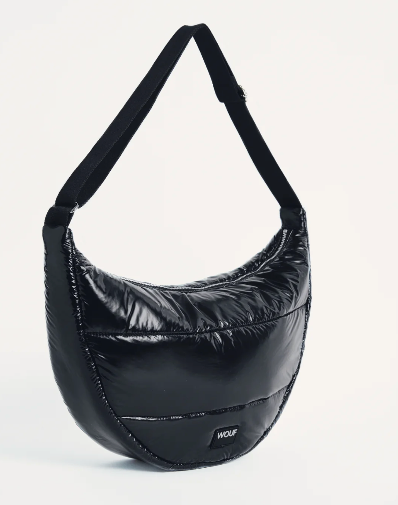 Black Glossy Large Crossbody Bag