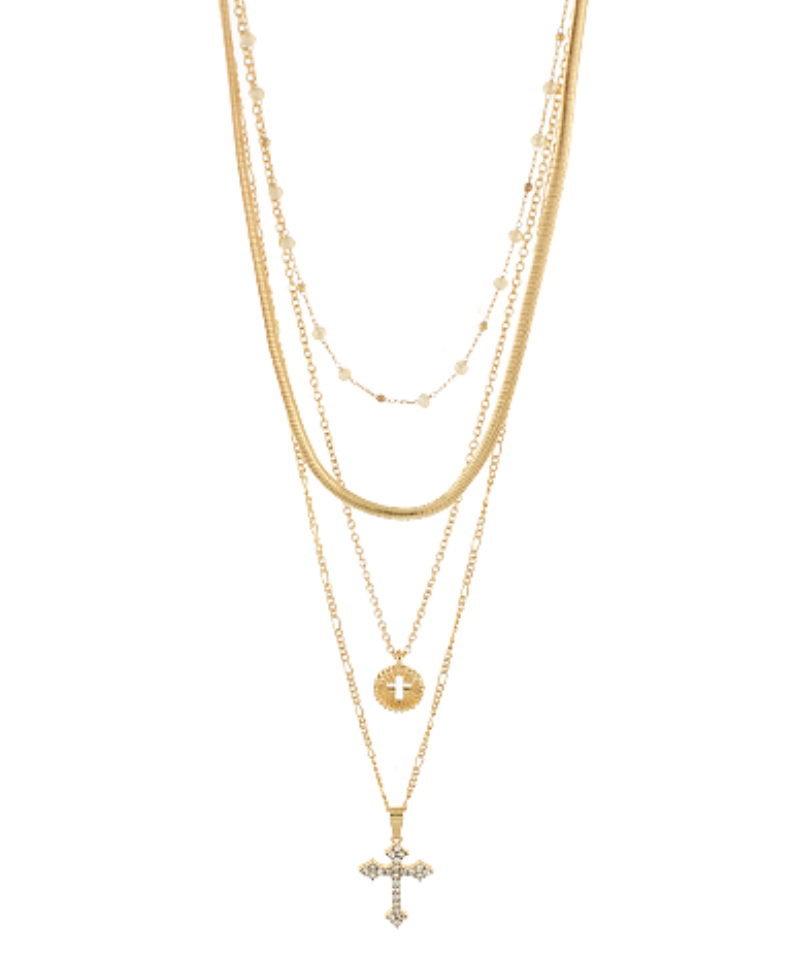 Multi Layered Cross Pendant Necklace
