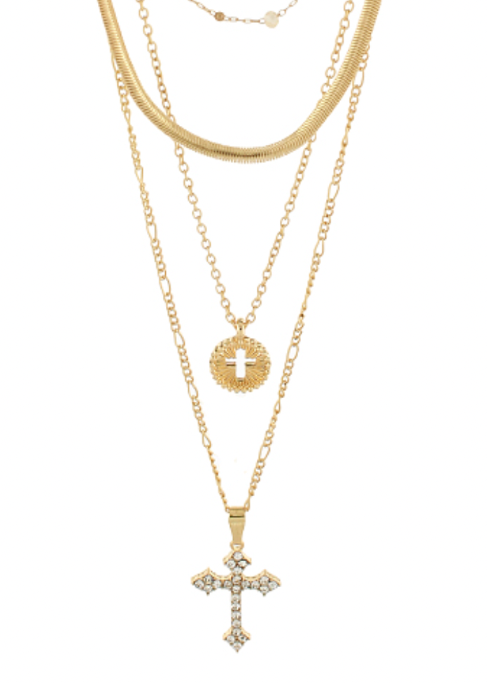 Multi Layered Cross Pendant Necklace