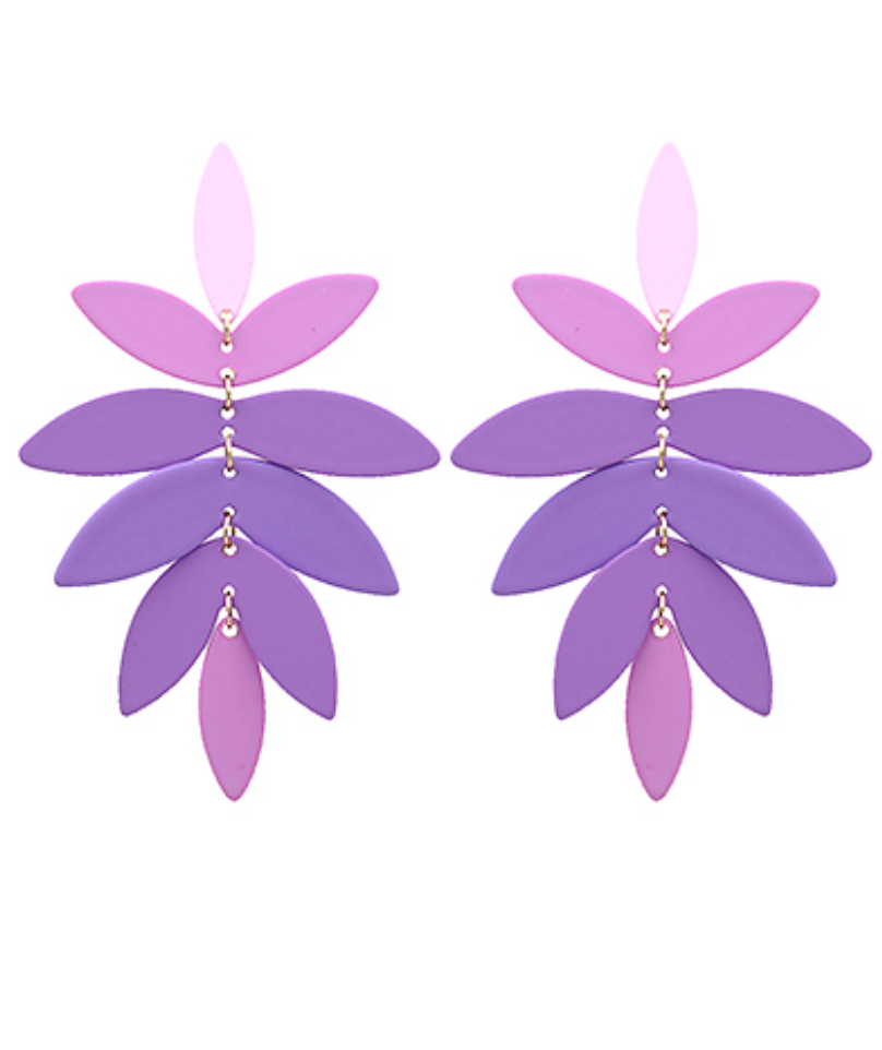 Color Coated Leaf Earrings