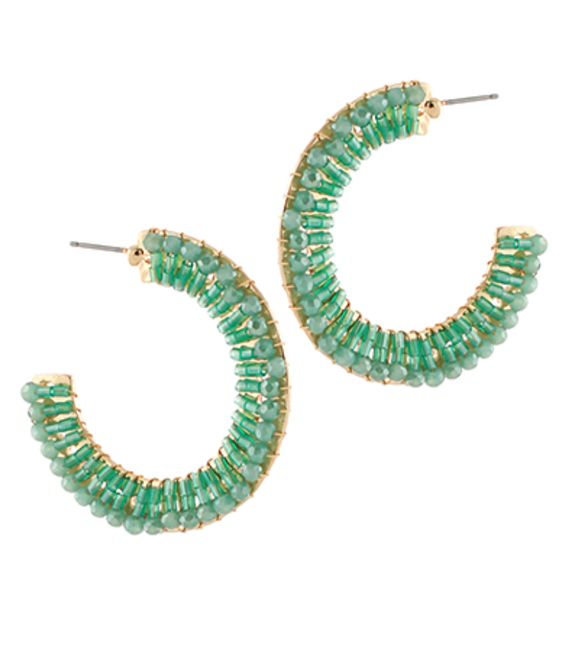 Glass Beaded Hoop Earrings