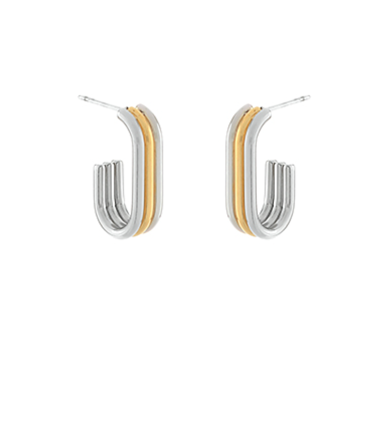 Twotone Layered Oval Hoops