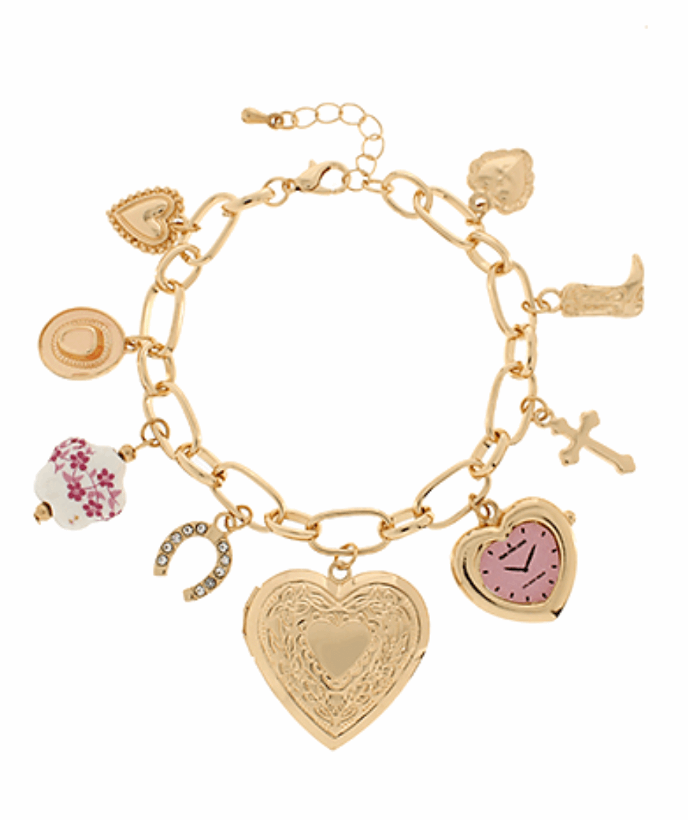 Heart Locket & Multi Charm Bracelet