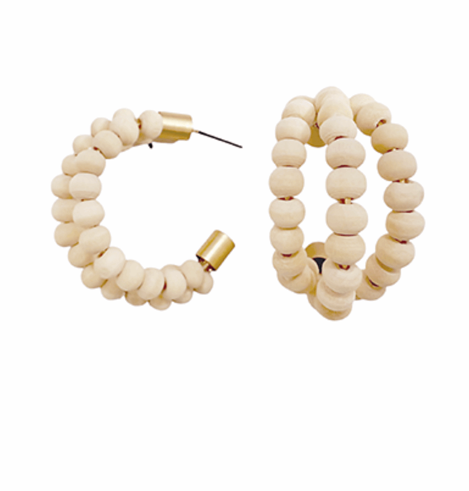 Wooden Ball Beaded Hoops