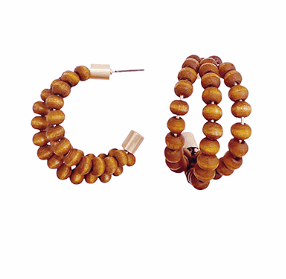 Wooden Ball Beaded Hoops