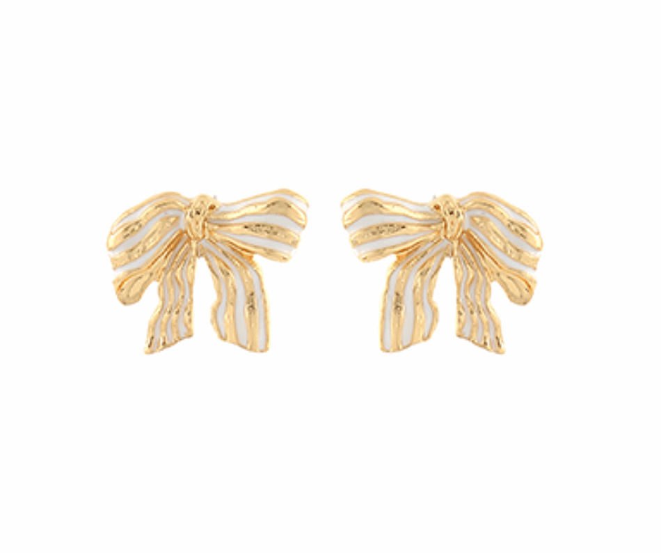 Textured Striped Bow Earrings