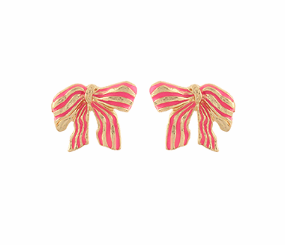 Textured Striped Bow Earrings