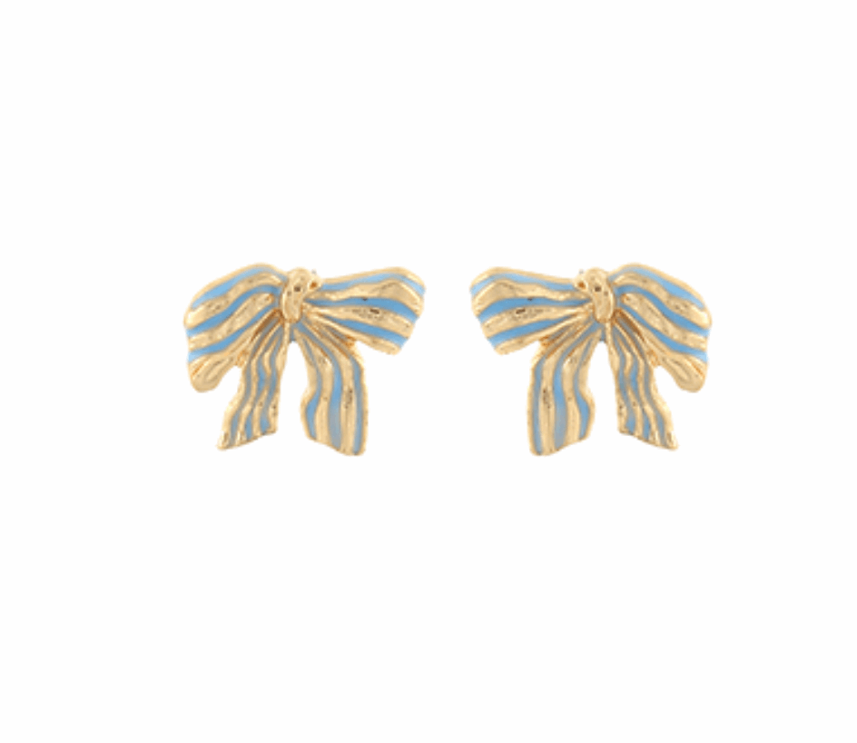 Textured Striped Bow Earrings