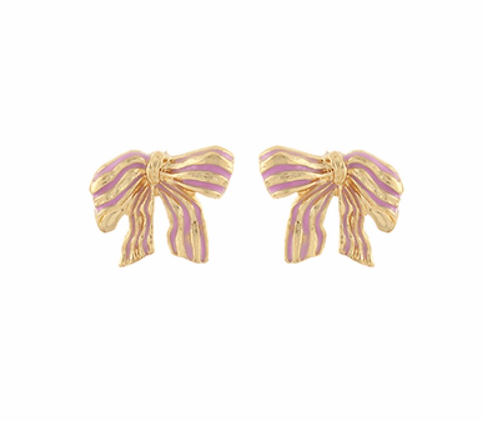 Textured Striped Bow Earrings