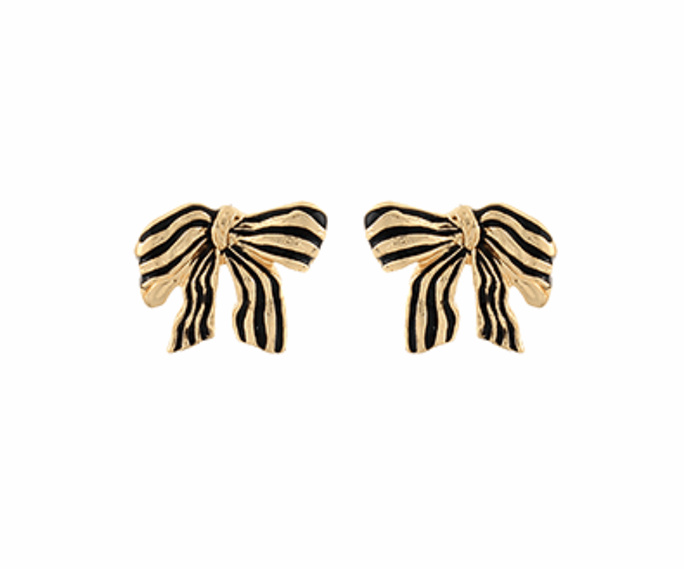 Textured Striped Bow Earrings